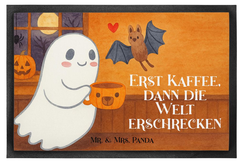 Mr. & Mrs. Panda Schmutzmatte Gespenst Kaffee Design 60 x 90 cm - Weiß - Geschenk, Schuhabstreifer, Schmutzfangmatte, fußmatte, Fußabstreifer, D...