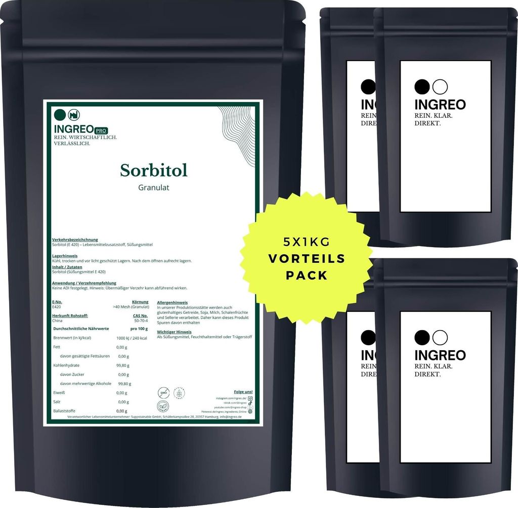 Sorbitol Granulat Pulver für Lebensmittel (>40 Mensh) | Produktbild 