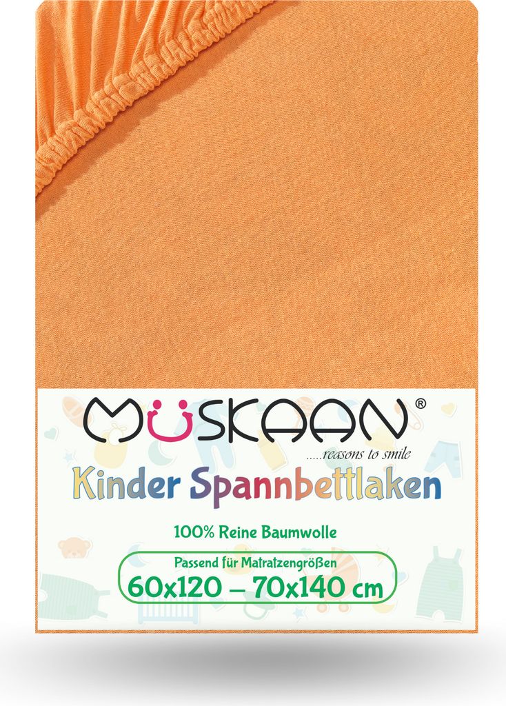 Jersey Kinder Spannbettlaken 60x120 cm - 70x140 cm Orange Produktbild 