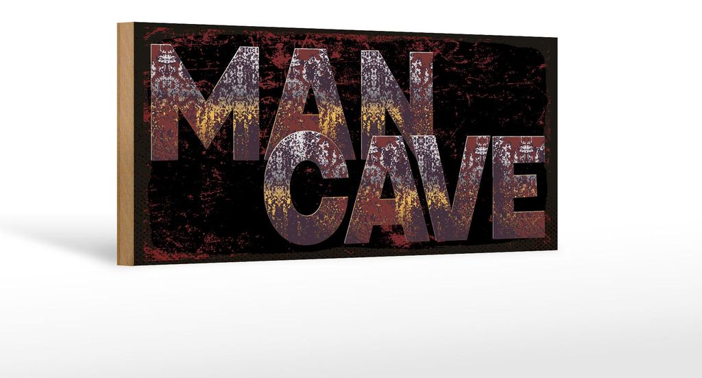 Holzschild Hinweis 27x10 cm Man cave rotes Deko Schild