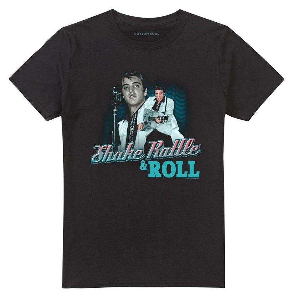 Elvis Presley - "Shake Rattle & Roll" T-Shirt für Herren/Damen Uni TV33184 (4XL) (Schwarz)