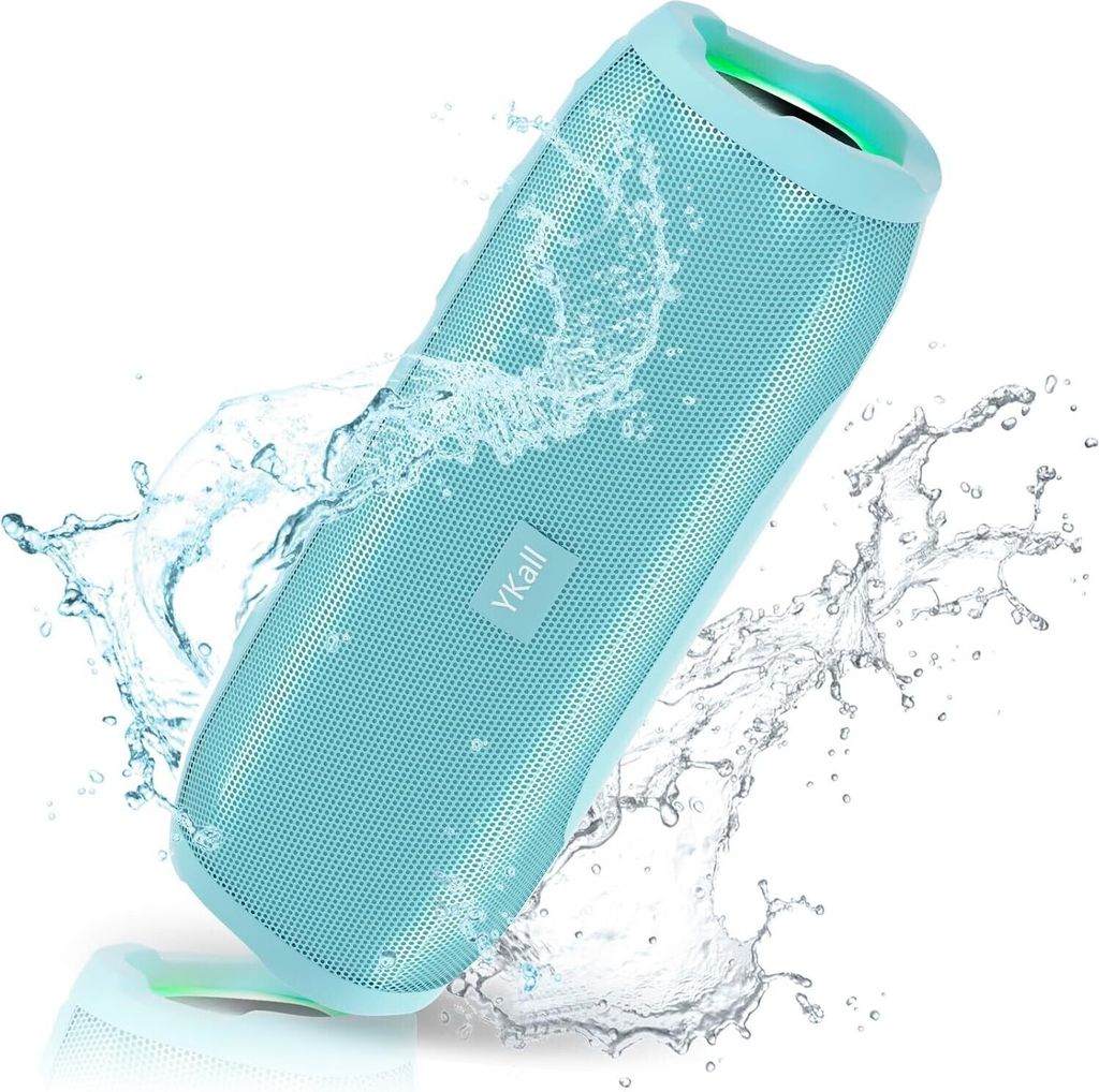 Ykall Bluetooth Lautsprecher, 20W LED Musikbox mit 360° HD Stereo Sound, IPX6 Wasserdicht, 36 Stunden Spielzeit, FM Radio, AUX & TF Unterstützung...