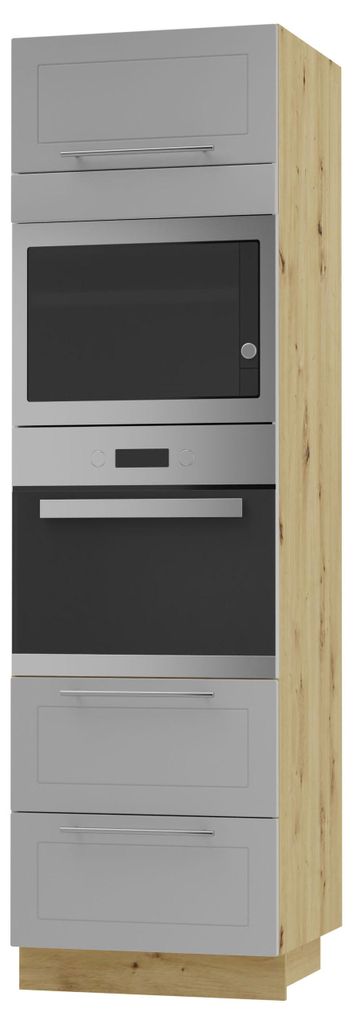Backofenumbauschrank BARI 60x207cm lackiert Ausführung wählbar BA-D14/RU/2 - 284,RAL 7040 fenstergrau matt,Eiche Artisan