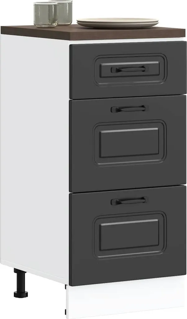 Base Cucina Kalmar Legno Massiccio Nero - Robusta e Moderna 2025