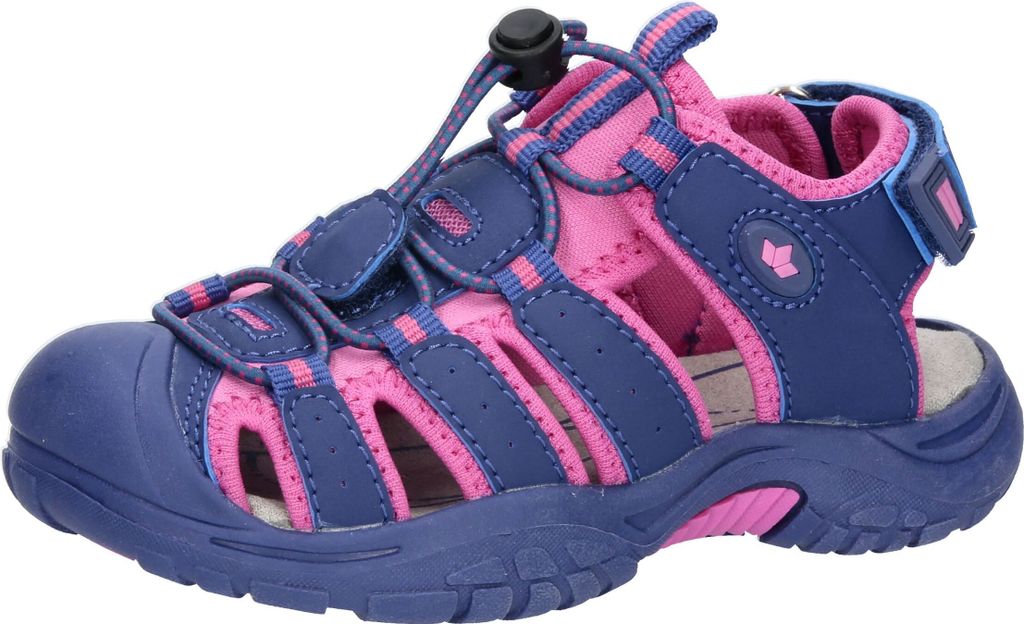 Lico Mädchen Sandale Klettverschluss an der Ferse & Stretchschnürung mit Zipper lila pink 31