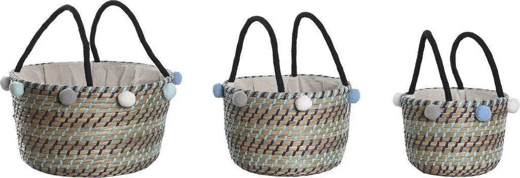Panier de rangement DKD Home Déco polyester à pompons 43 x 43 x 43 cm