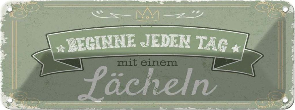 vianmo Blechschild 10x27 cm Beginne jeden Tag mit dem Lächeln Spruch Zitat