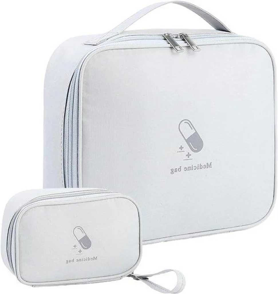 Lot de 2 trousses secours camping gris - Kit médical 12x9 cm rando