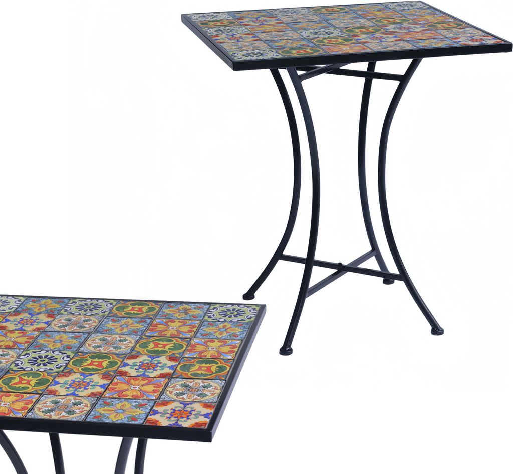 Outdoortisch Mosaiktisch Gartentisch Bistrotisch Tisch 61x61xH70cm
