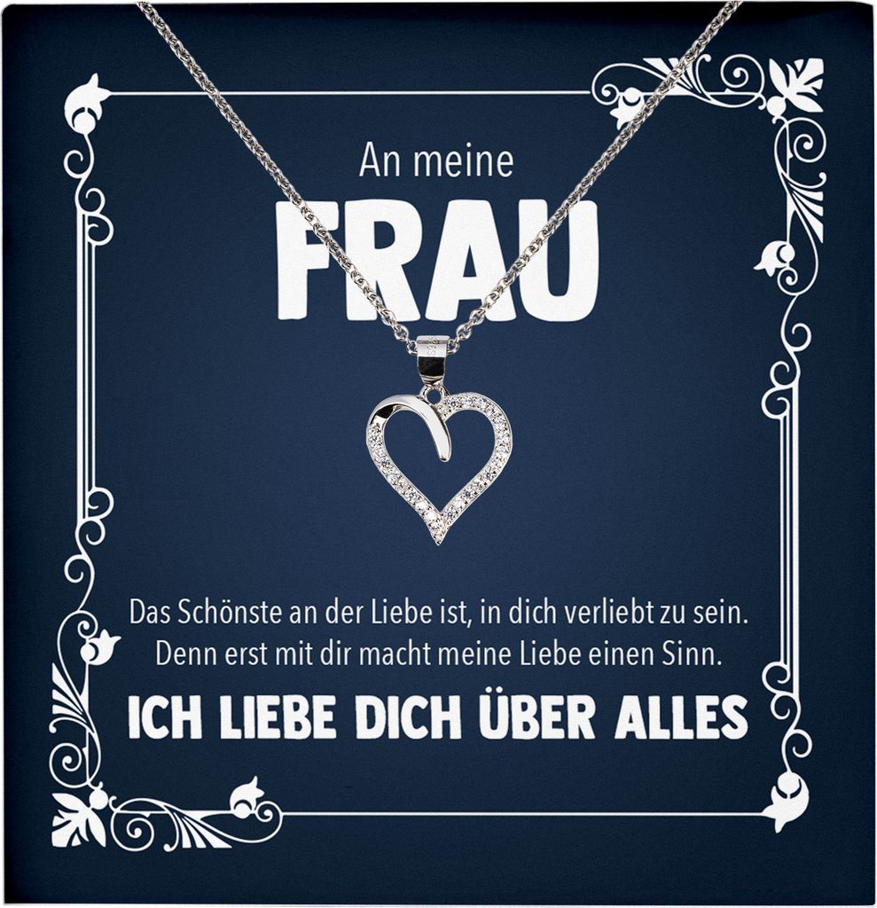 22Feels Echt Silber Halskette - Hochzeitstag Geschenk Ehefrau Schmuck Frauen Valentinstag Geburtstag - Herz Anhänger, Karte