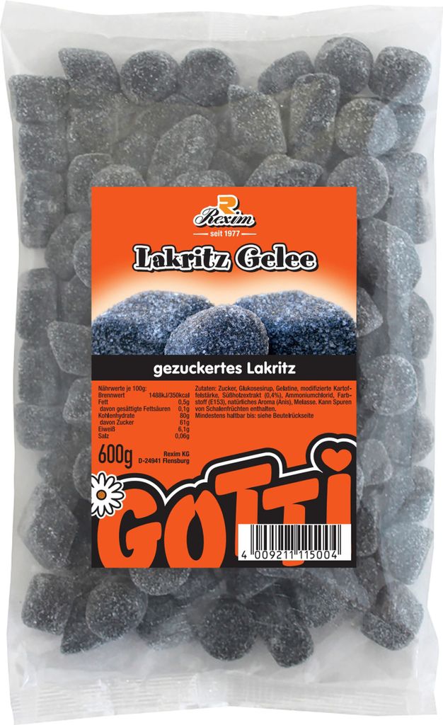 Rexim Lakritz Gelee, gezuckertes Salzlakritz, 600g Produktbild 