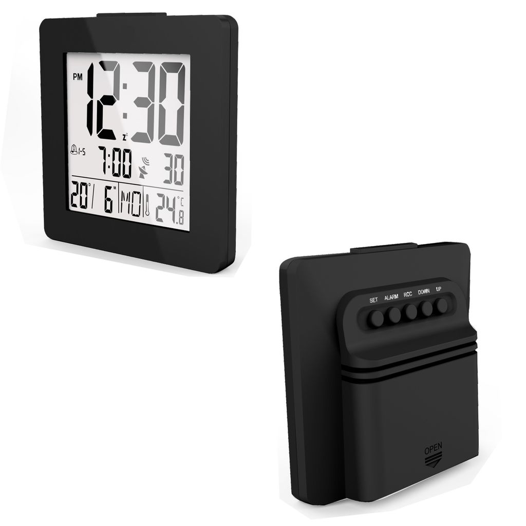 Digital Wecker LCD Tischuhr mit Wetterstation Snooze Thermometer Datum Alarm 