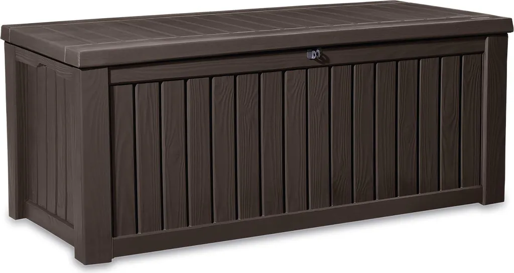 Coffre de Rangement Extérieur Rockwood 570L Keter - Aspect Bois Anthracite