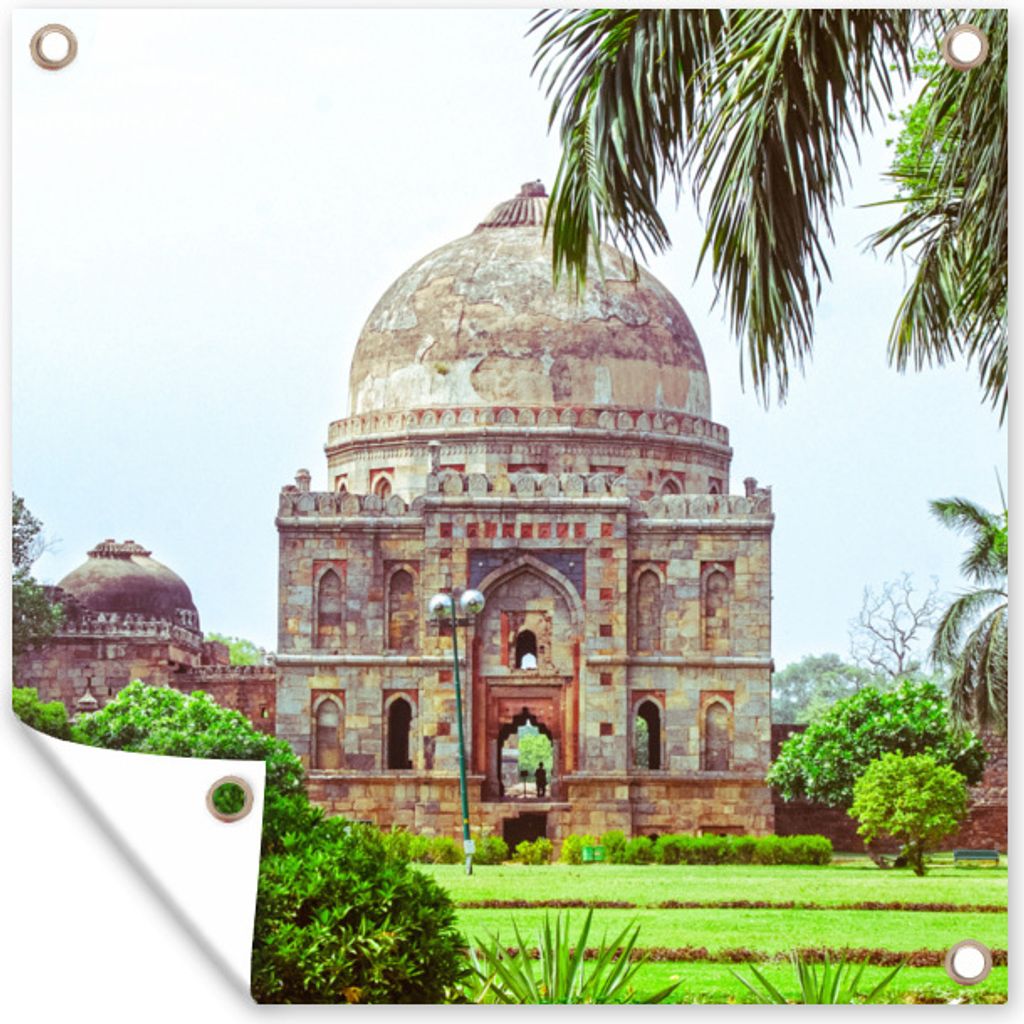MuchoWow 100x100 cm Outdoor-Poster Gartendeko Sichtschutz Garten Poster für den Garten Indien - Garten - Grün