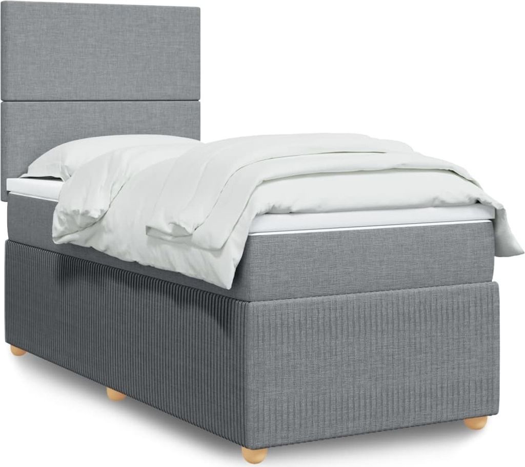 Maison Exclusive - Boxspringbett mit Matratze Hellgrau 100x200 cm Stoff