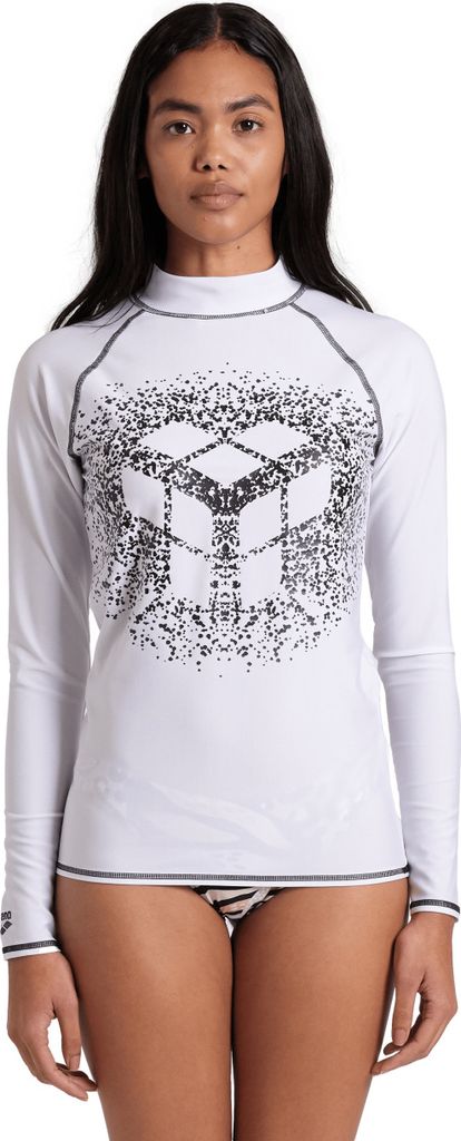 Women'S Arena Rash Vest L/S Graphic White-Black White-Black S