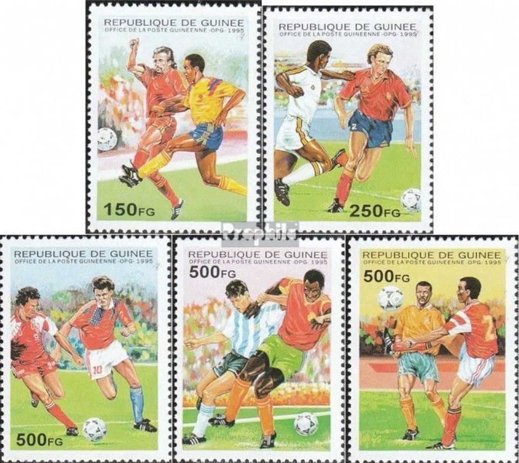 Briefmarken Guinea 1995 Mi 1555-1559 (kompl.Ausg.) postfrisch Fußball-WM 1998 in Frankreich