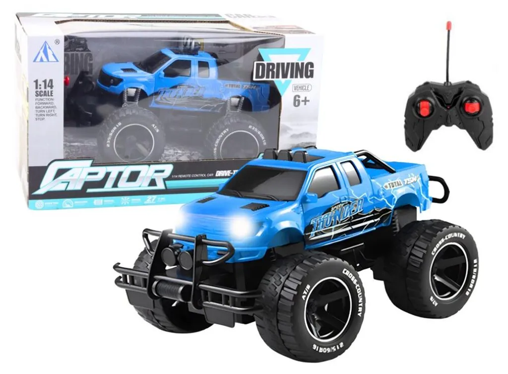Véhicule RC 1:14 tout-terrain bleu antichoc pour rouler partout