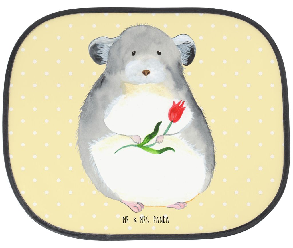 Mr. & Mrs. Panda Autosonnenschutz Chinchilla Blume - Gelb Pastell - Geschenk, Büro, Auto Sonnenblende, Sonnenschutz Fürs, Kummer, Seitenscheibe, ...