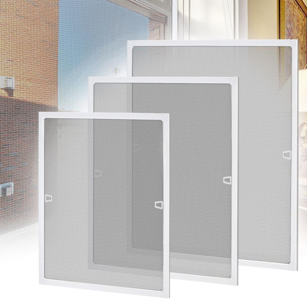 XINZI Insektenschutz Fenster, Fliegengitter mit Aluminiumrahmen, UV-beständig-Moskitonetz, Spannrahmen ohne Bohren für Fenster, Weiß, 100x120 cm