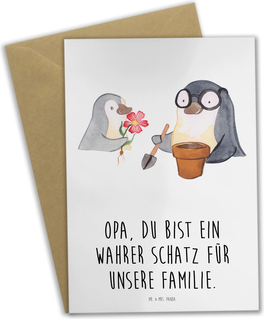 Mr. & Mrs. Panda Grußkarte Opa Schatz - Weiß - Geschenk, Danke sagen, lieben, osterkarte, Aufmerksamkeit, einladungskarten, Bedanken, wertvoll, b...