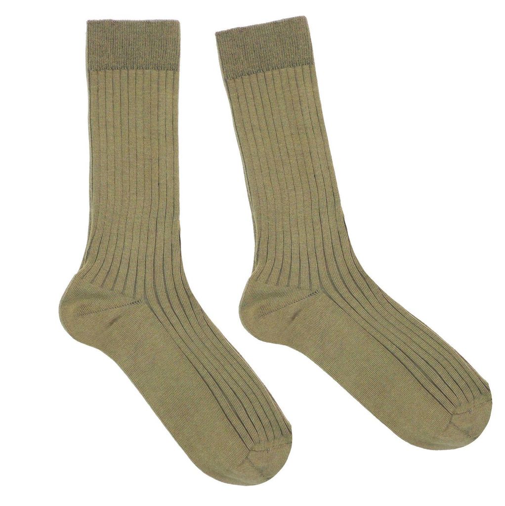 Damen Basic Socken aus Baumwolle Rippe: Natur Farben Olive Größe 39-42