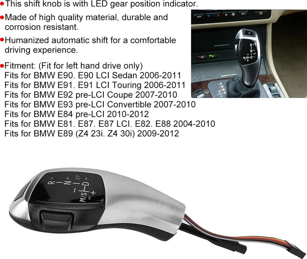 Kit rétrofit pommeau LED automatique LHD pour BMW E90 E92 E84 silver