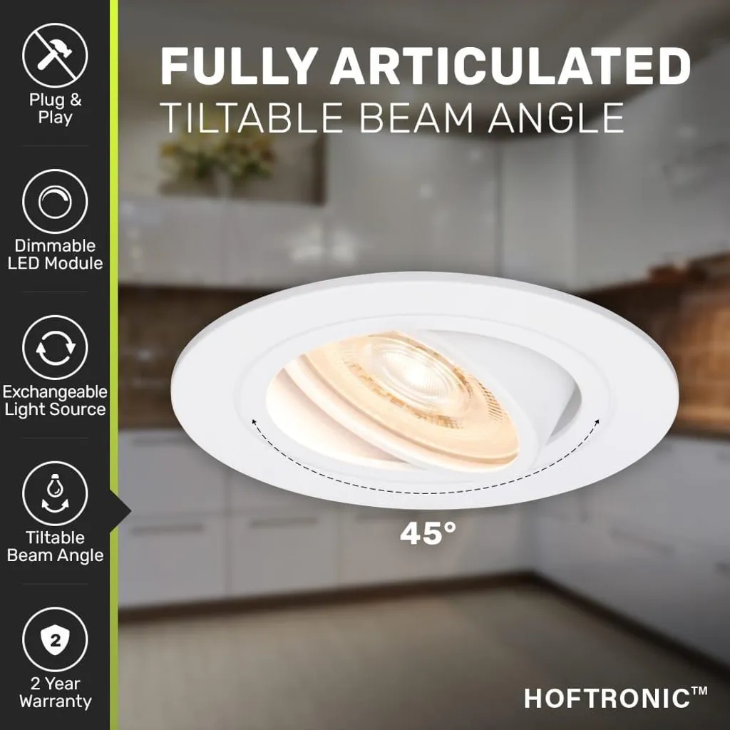 Downlight LED Extra Plat 6W Blanc Inclinable - Éclairage Plafond 2700K - 5