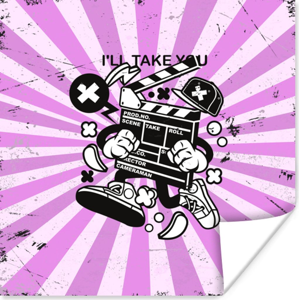 MuchoWow Poster Vintage - Film - Mütze 50x50 cm - Wohnzimmerdekoration