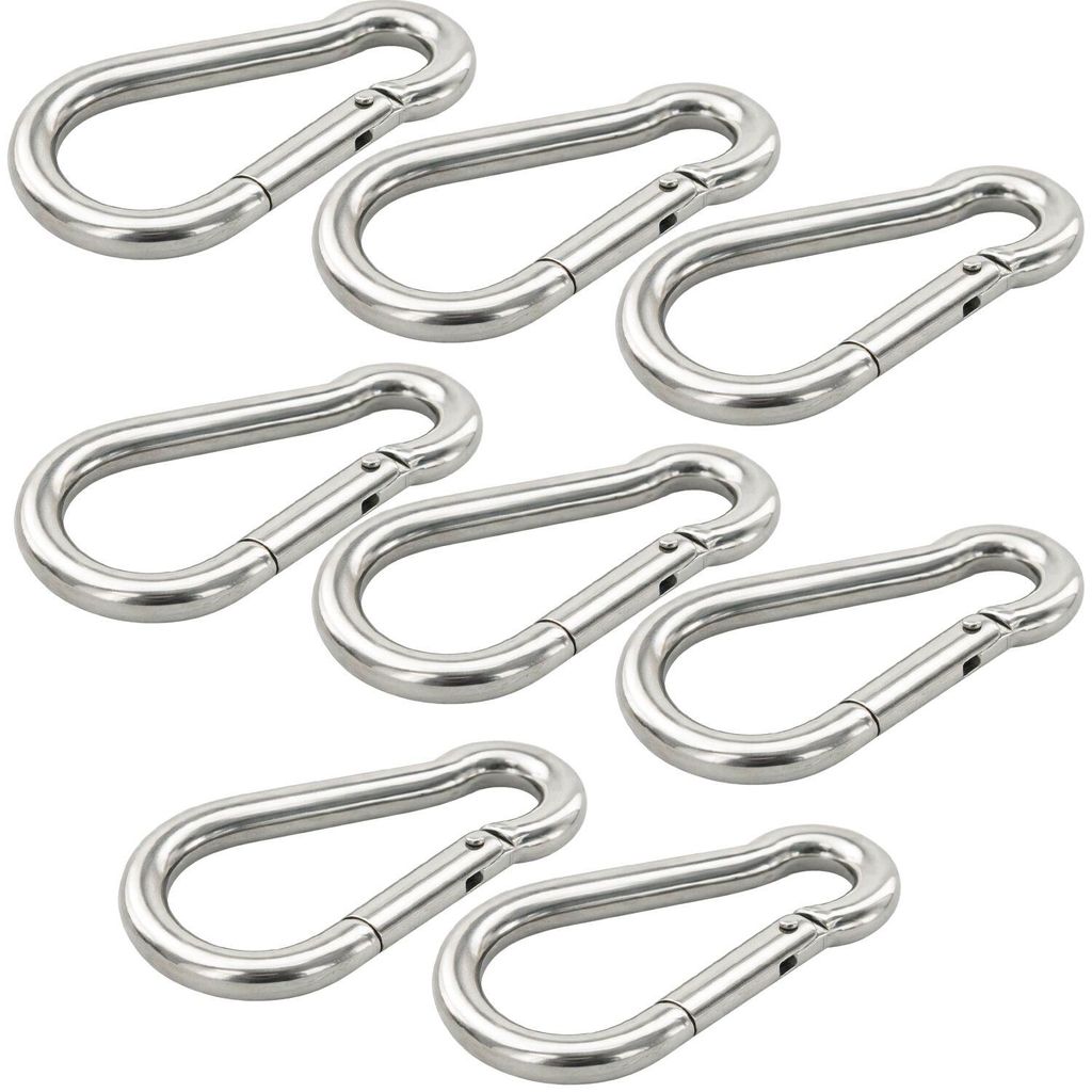 vasalat Karabiner Set 6x60 Karabinerhaken mittel Feuerwehr Karabiner belastbar bis 99 kg, Edelstahl A4 - 8 Stück