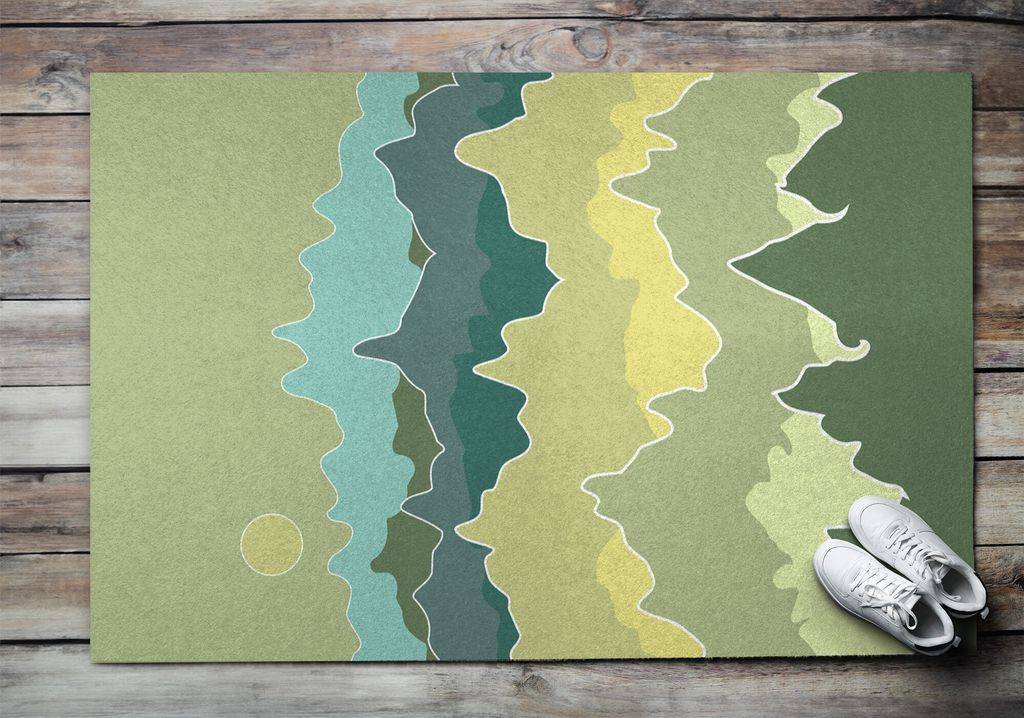 Fußmatte Aussen - Schuhmatte Haustür- Schmutzfangmatte Türvorleger - Outdoor Teppich Schmutzfänger - 150x100 cm - Abstrakte Berge