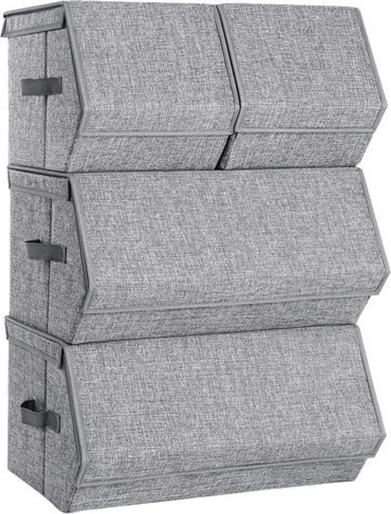 Rangement bureau et dressing lot de 4 boîtes empilables multi-usages