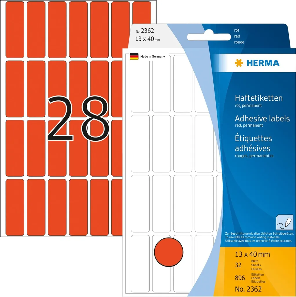 HERMA 2362 Etichette Rosse 13x40mm: Boost per la tua Produttività