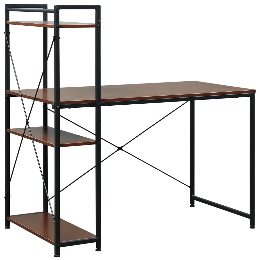 Bureau HOMCOM 120 cm avec rangements, style industriel aspect noyer