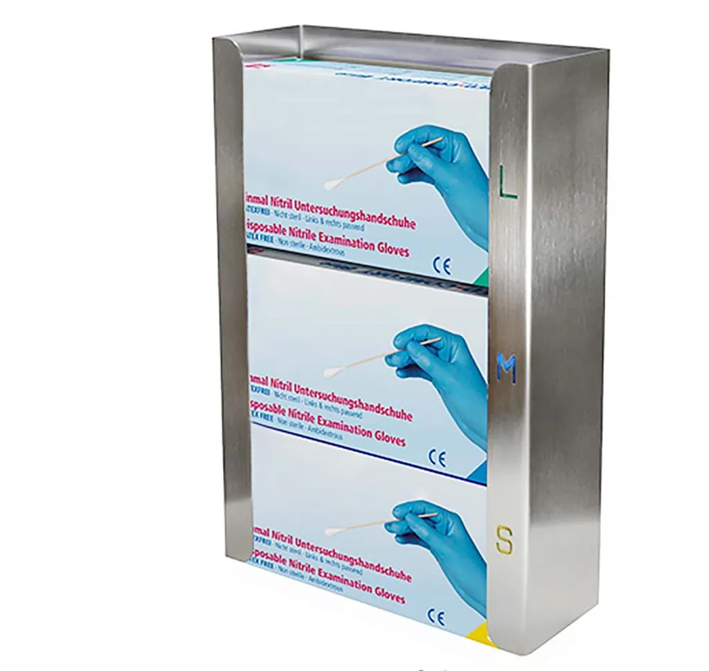 Support mural pour gants en inox triple compartiment Saro Lazaro