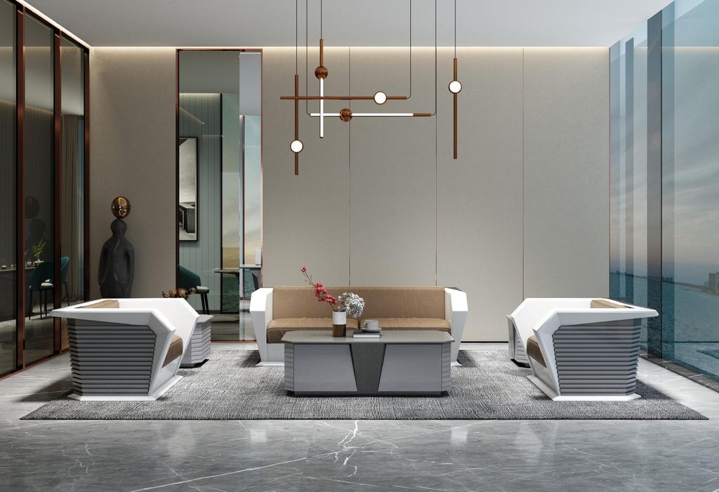 Modernes 3+1+1 Sofa-Set mit Couchtisch aus Kunstleder