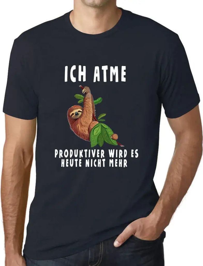 Herren Grafik T-Shirt Lustiges Faultier Öko-Verantwortlich Vintage Jahrgang Kurzarm Lustige Druck Geburtstag Geschenk Mann