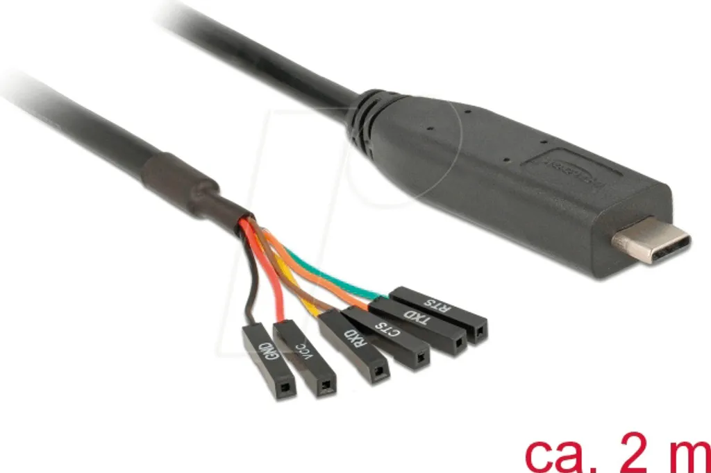 DeLOCK 63946 Câble USB 2.0 Type-C vers 6 Pin Headers Séparés Noir 2m