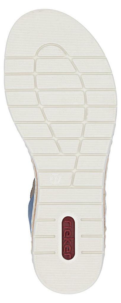 Rieker Damen Keil Sandale mit Strass und sommerlichen Cut-Outs V4150, Größe:37 EU, Farbe:Blau