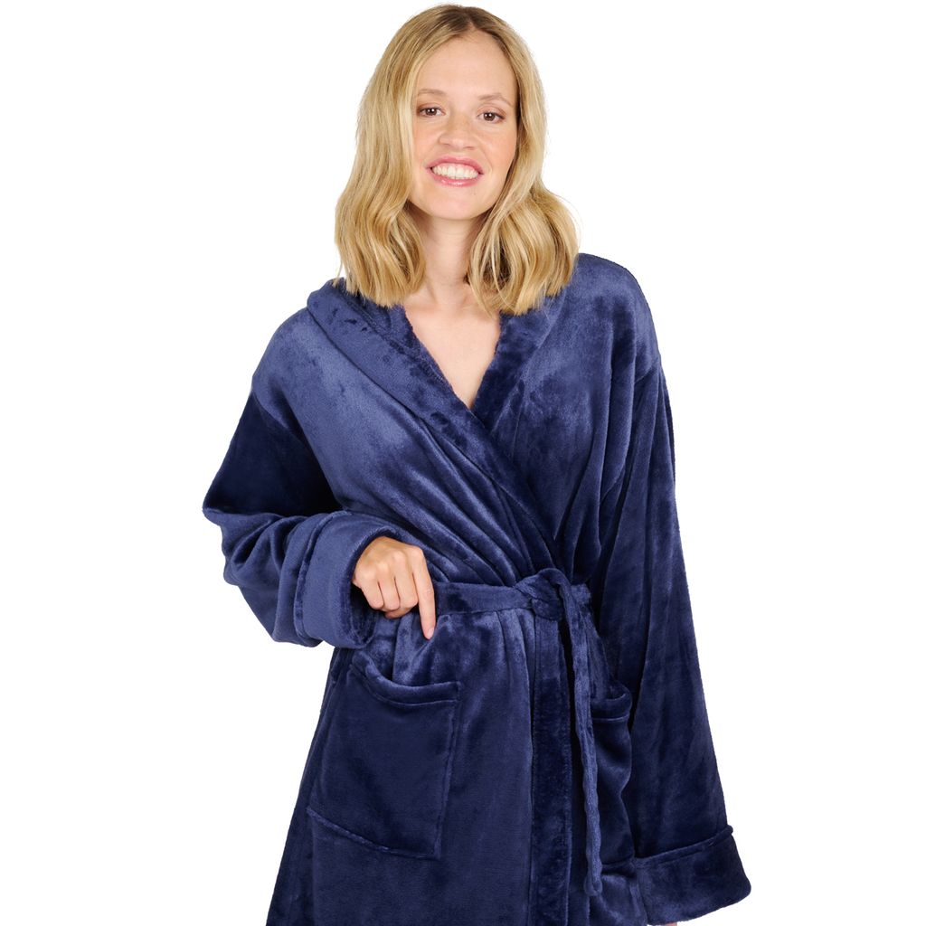 Accappatoio In Spugna Con Righe, Colletto A Scialle E Maniche Lunghe - Foto 3