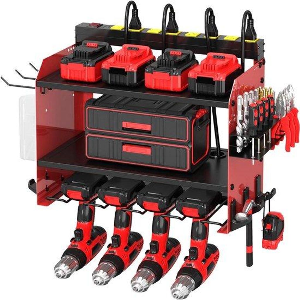 Garage Werkzeugbox - Werkzeug Organizer - 417 x 301 x 225 cm - Roter/Schwarzer