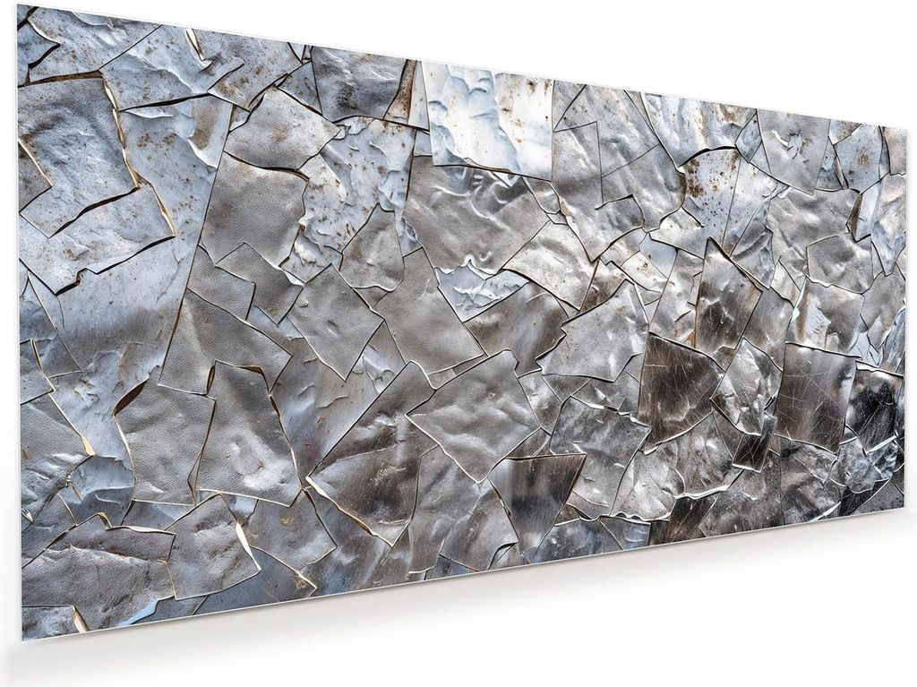 Glasbild 80x40cm in XXL für Wohnzimmer, Schlafzimmer Motiv Metallisches Mosaik