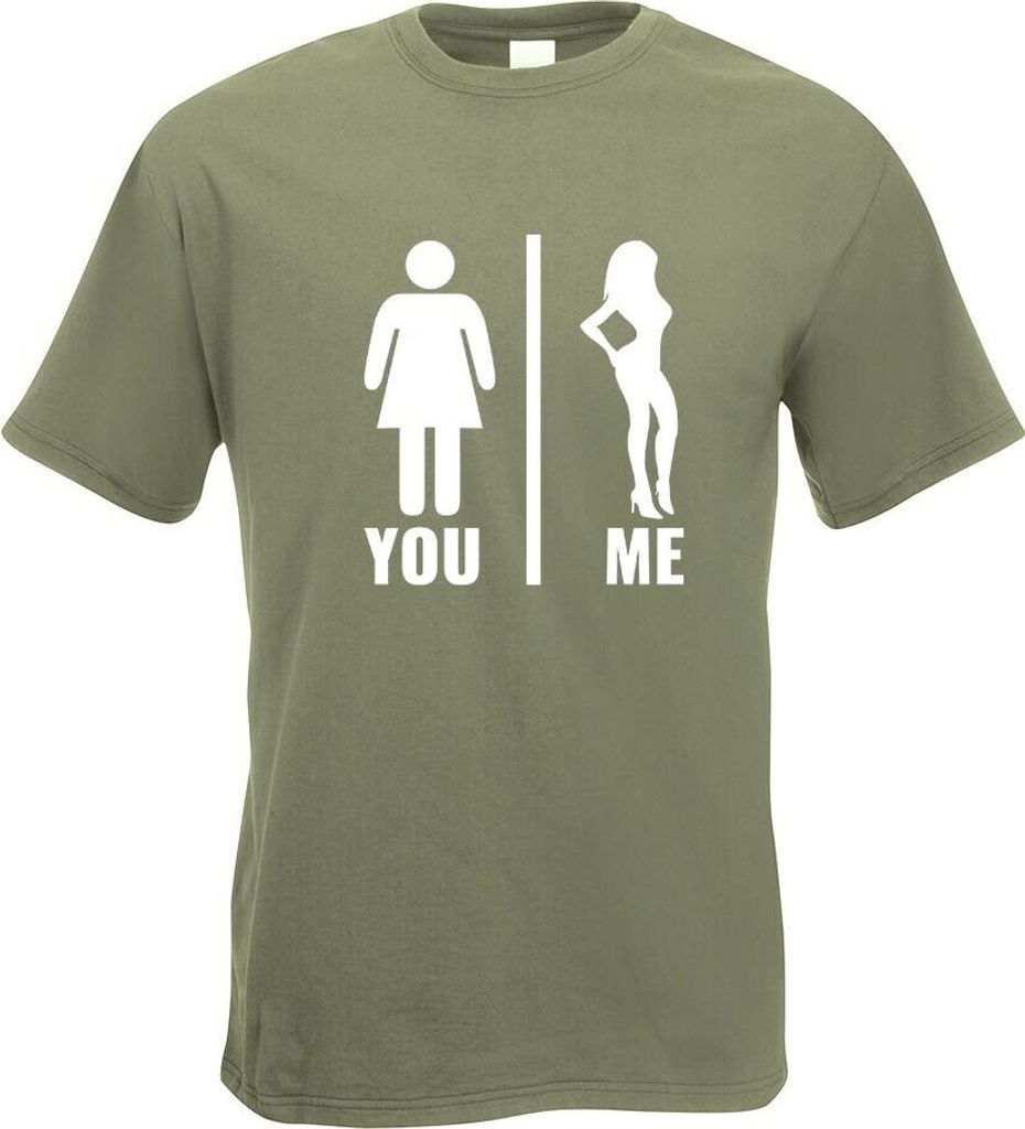 Kiwistar - T-Shirt - Olive - You vs. Me - Frauenvergleich Motiv Bedruckt Funshirt Design Print - mit Motiv Bedruckt - Funshirt Design - Sport - Fre...