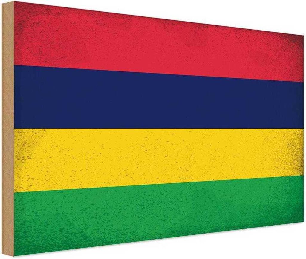 vianmo Holzschild 20x30 cm Mauritius Vintage Flagge Fahne Wappen