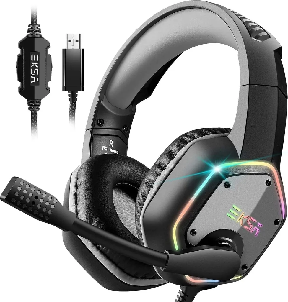 Cuffie da Gioco RGB con Bassi Potenti: Design Moderno per Gamer PC