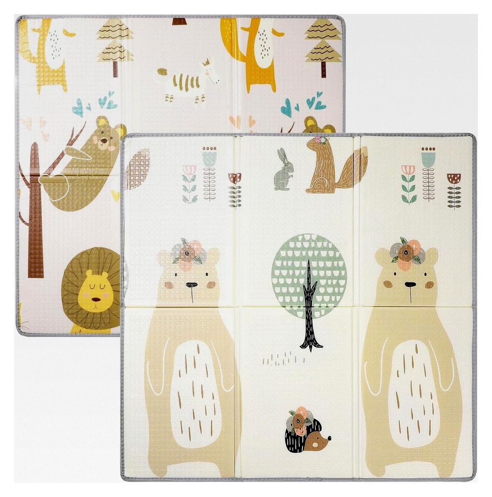 Faltbare Spielmatte für Babys, rutschfeste Krabbelmatte aus XPE, tragbar für Innen- und Außenbereich, 120 x 120 x 1 cm