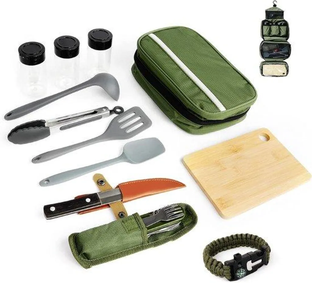 Kit cuisine camping résistant à l'eau avec sac de transport étanche 15L