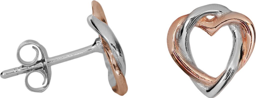 Silber Ohrstecker verschlungene Herzen Farbe - Rosegold