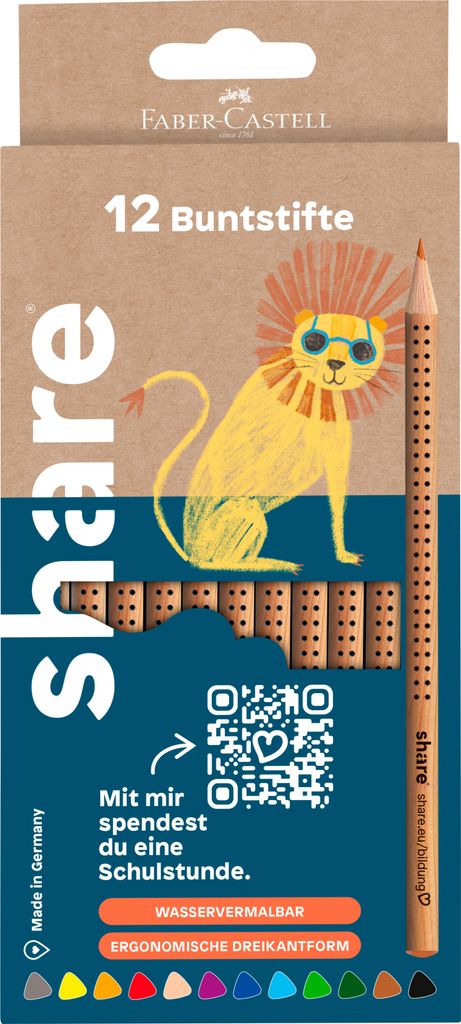 share wasserverdünnbare Buntstifte Basic 12er Set für kreative Malprojekte