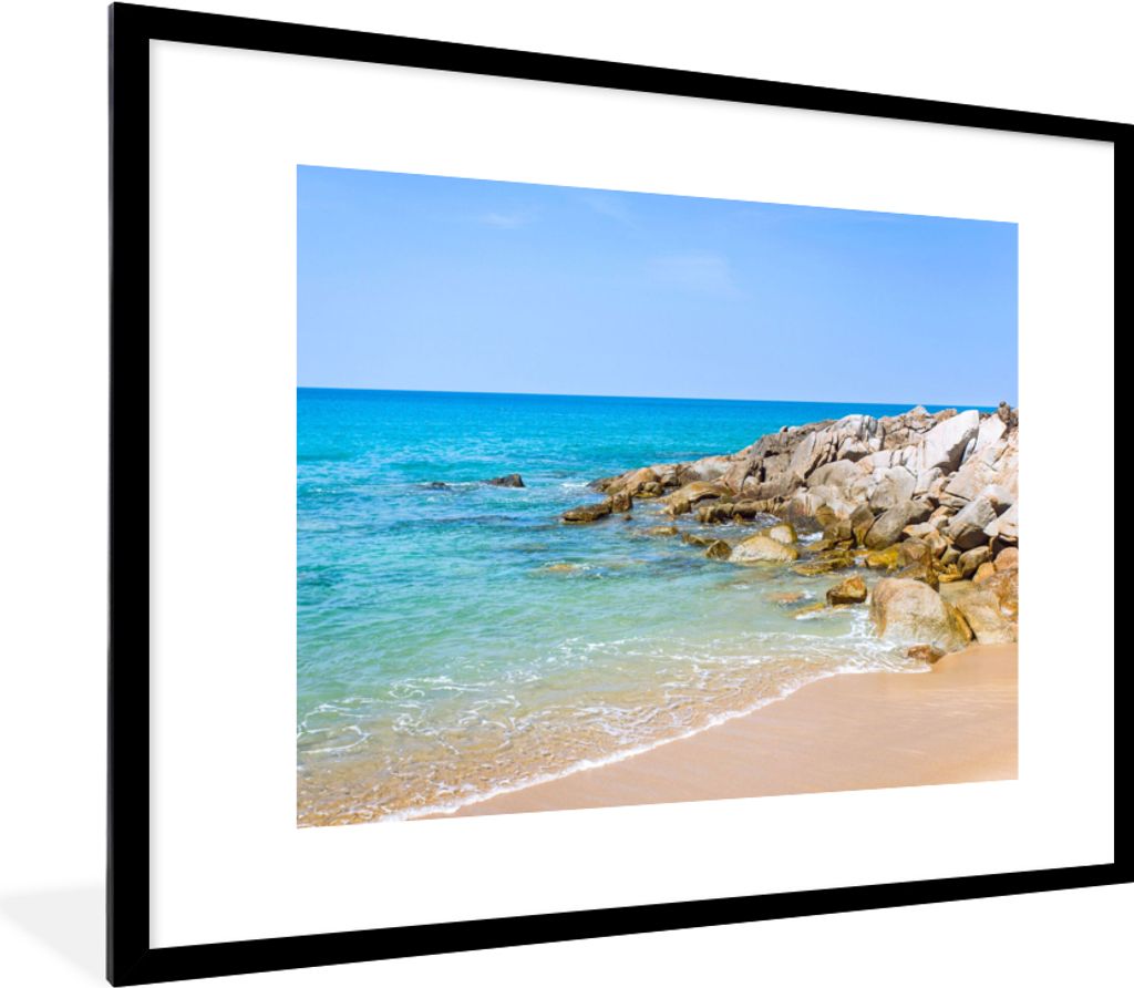 MuchoWow Gerahmtes Poster Strand - Meer - Tropisch - Sommer 80x60 cm - Poster mit Schwarzem Bilderrahmen Wandposter Rahmen Foto Bilder - Schlafzi...